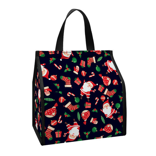 Cute Merry Christmas Pattern Print Insulated Lunch Tote