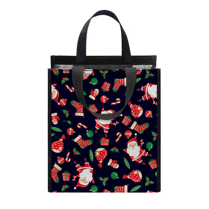 Cute Merry Christmas Pattern Print Insulated Lunch Tote