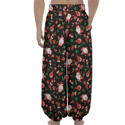 Cute Merry Christmas Pattern Print Lantern Pants