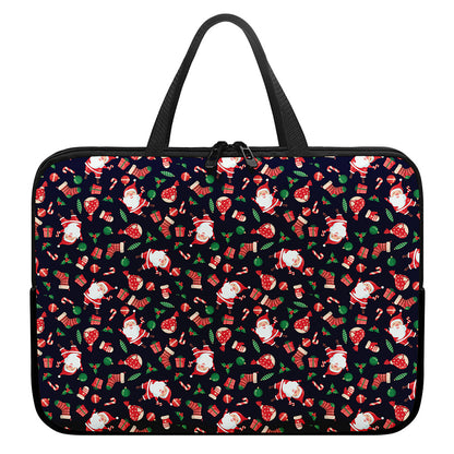 Cute Merry Christmas Pattern Print Laptop Sleeve With Handle