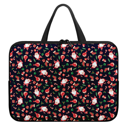 Cute Merry Christmas Pattern Print Laptop Sleeve With Handle