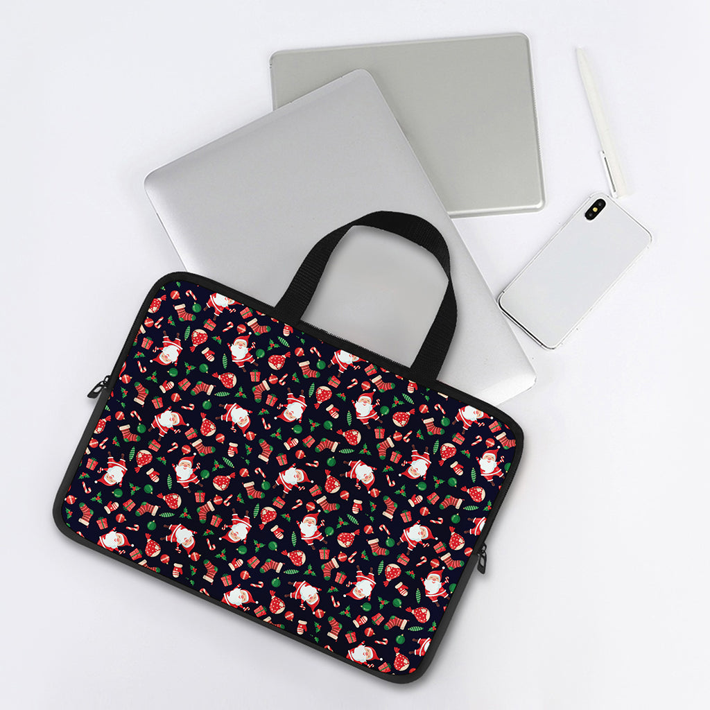 Cute Merry Christmas Pattern Print Laptop Sleeve With Handle