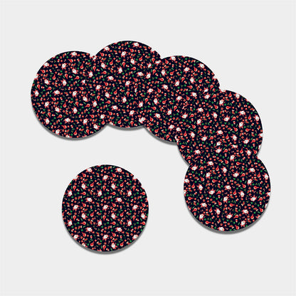 Cute Merry Christmas Pattern Print Leather Coaster Set
