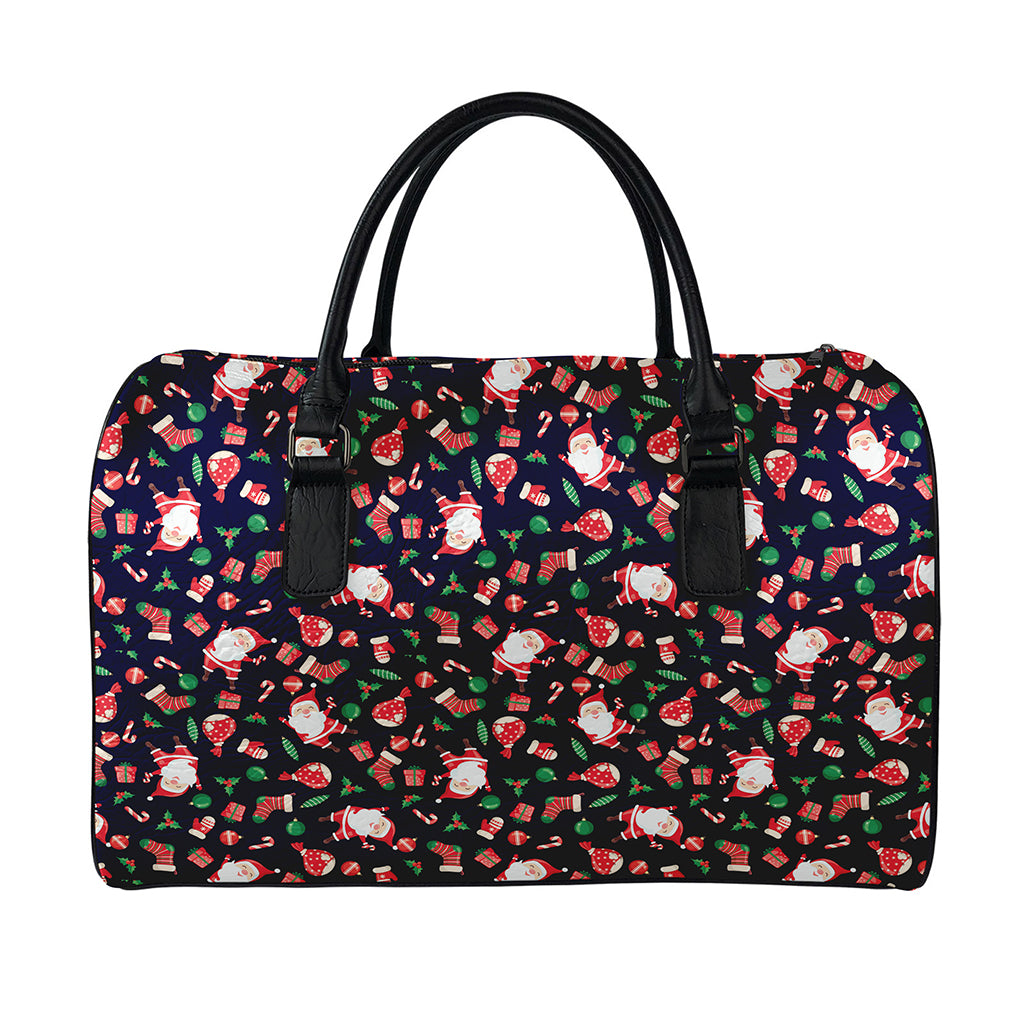 Cute Merry Christmas Pattern Print Leather Duffle Bag