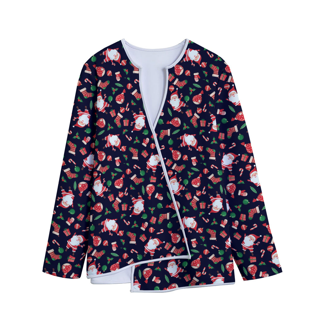 Cute Merry Christmas Pattern Print Long Sleeve Short Coat