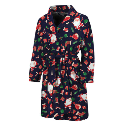 Cute Merry Christmas Pattern Print Men's Bathrobe