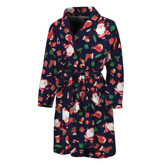 Cute Merry Christmas Pattern Print Men's Bathrobe