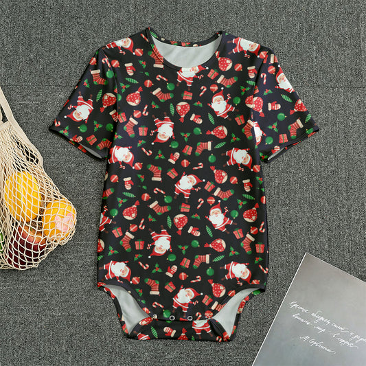 Cute Merry Christmas Pattern Print Men's Bodysuit