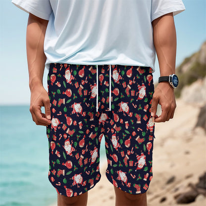 Cute Merry Christmas Pattern Print Men's Cargo Shorts