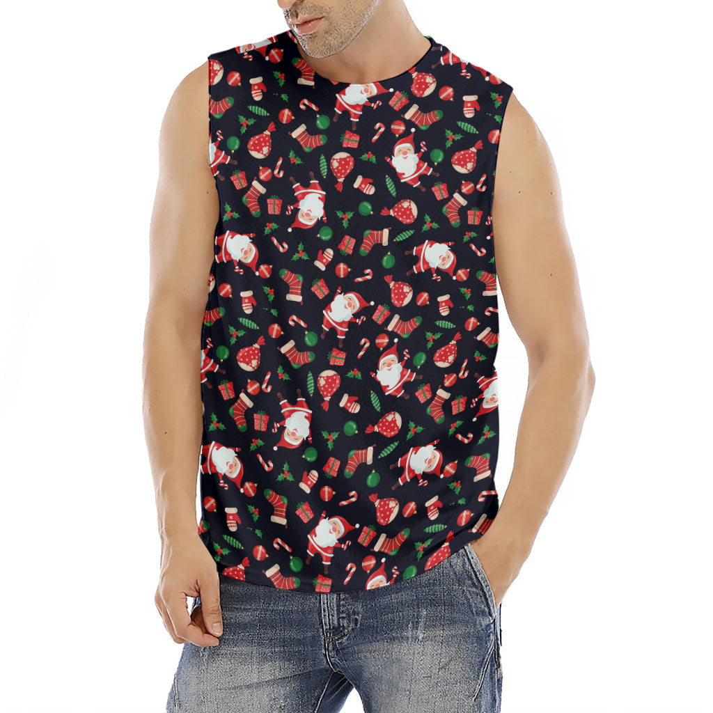 Cute Merry Christmas Pattern Print Men's Fitness Tank Top