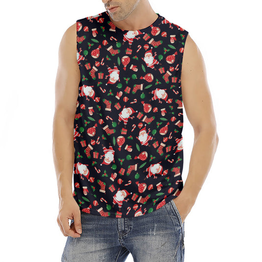 Cute Merry Christmas Pattern Print Men's Fitness Tank Top