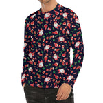 Cute Merry Christmas Pattern Print Men's Long Sleeve Rash Guard
