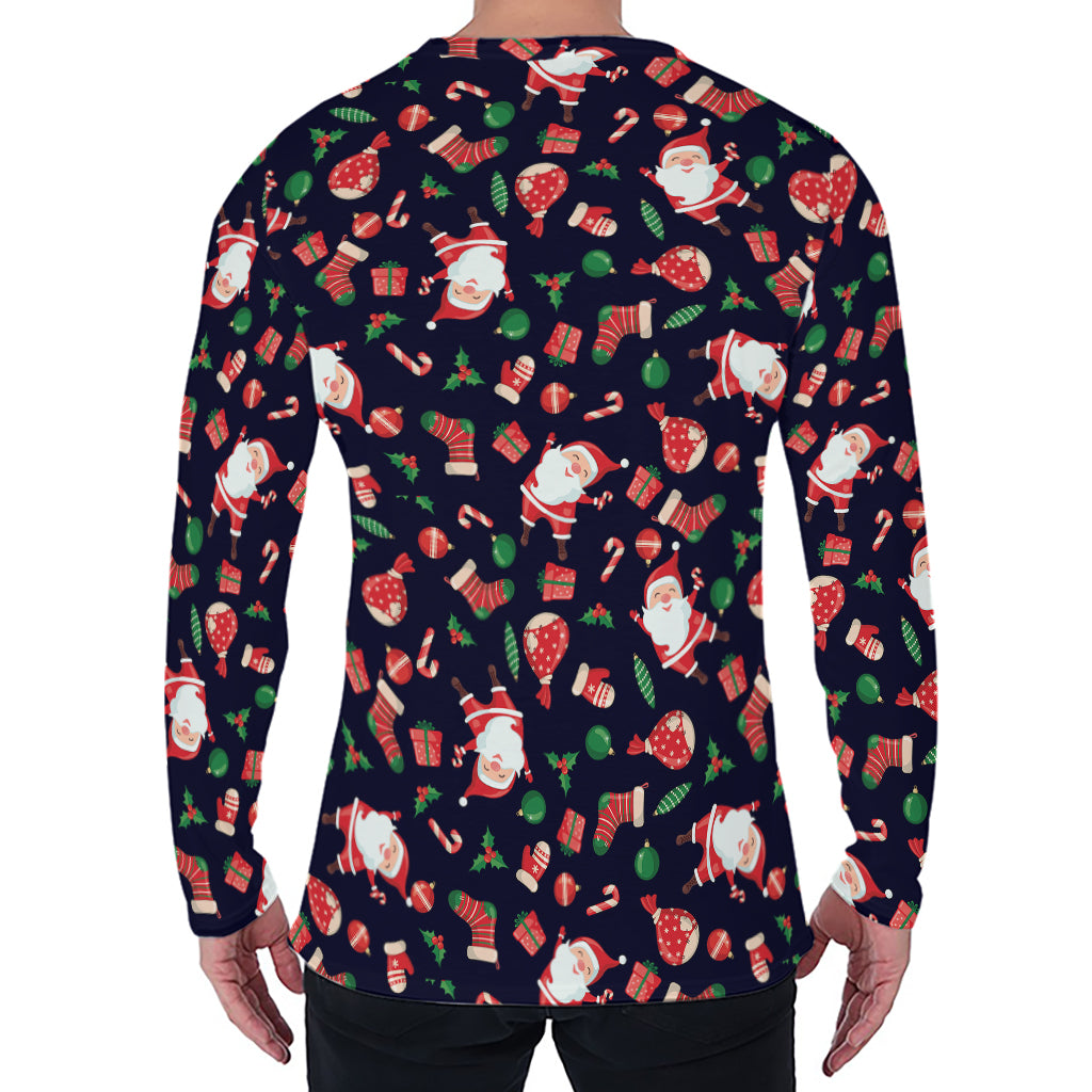 Cute Merry Christmas Pattern Print Men's Long Sleeve T-Shirt
