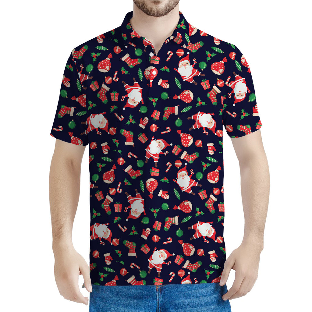 Cute Merry Christmas Pattern Print Men's Polo Shirt