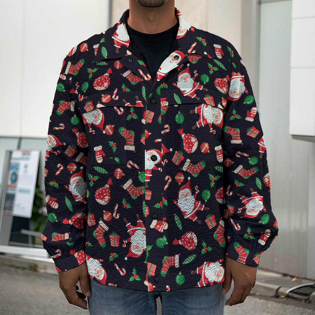 Cute Merry Christmas Pattern Print Men's Shirt Jacket