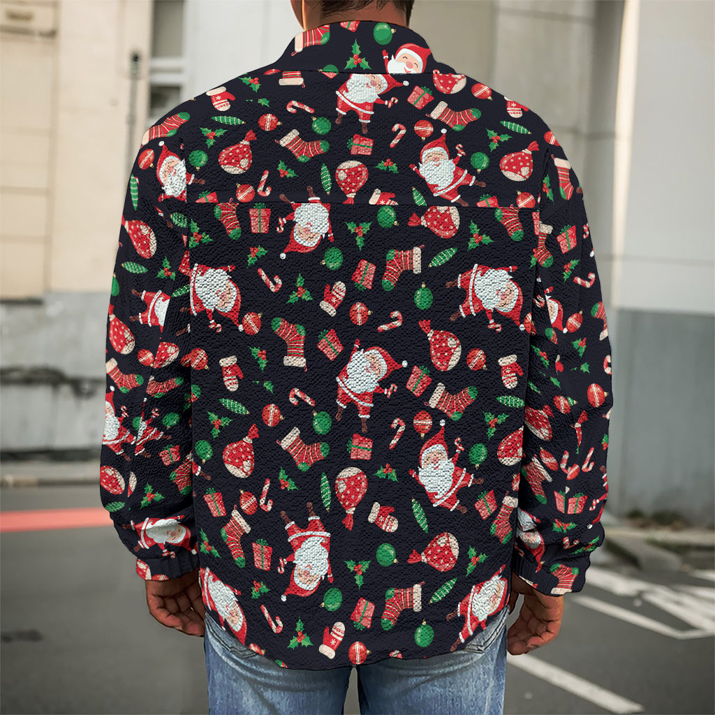 Cute Merry Christmas Pattern Print Men's Shirt Jacket