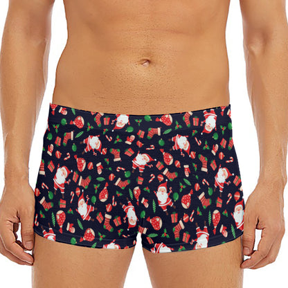Cute Merry Christmas Pattern Print Men's Short Boxer Briefs