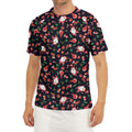 Cute Merry Christmas Pattern Print Men's Short Sleeve Rash Guard