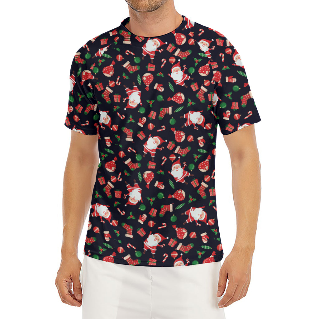 Cute Merry Christmas Pattern Print Men's Short Sleeve Rash Guard