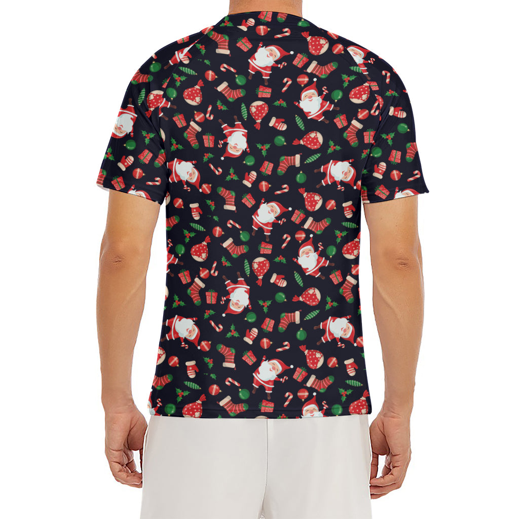 Cute Merry Christmas Pattern Print Men's Short Sleeve Rash Guard