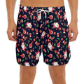 Cute Merry Christmas Pattern Print Men's Split Running Shorts