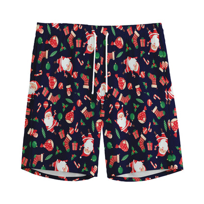 Cute Merry Christmas Pattern Print Men's Sports Shorts