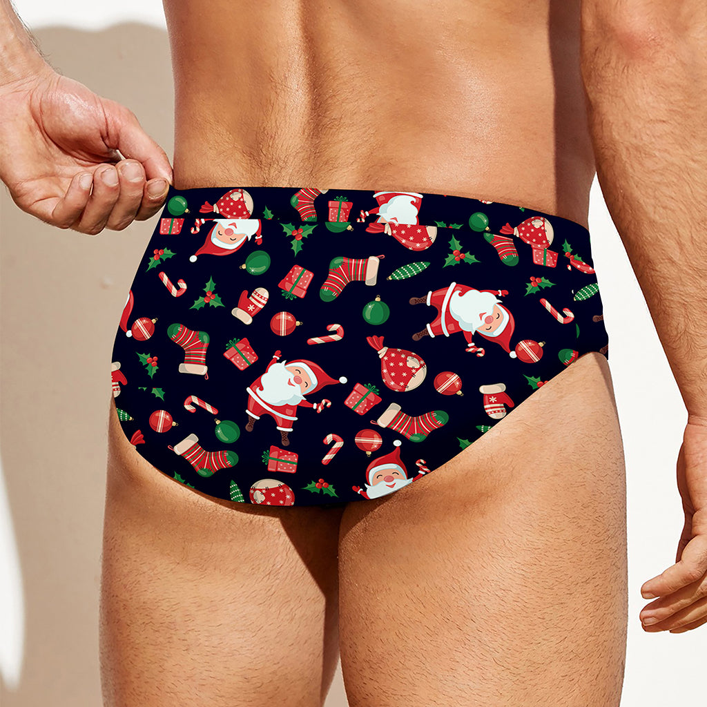 Cute Merry Christmas Pattern Print Men's Swim Briefs