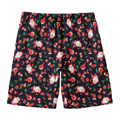 Cute Merry Christmas Pattern Print Men's Swim Trunks