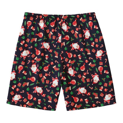 Cute Merry Christmas Pattern Print Men's Swim Trunks