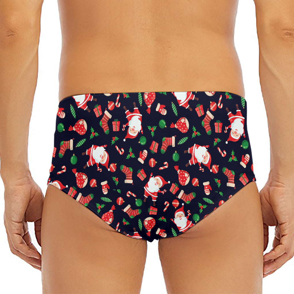 Cute Merry Christmas Pattern Print Men's Triangle Swim Briefs