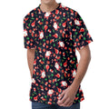 Cute Merry Christmas Pattern Print Men's Velvet T-Shirt