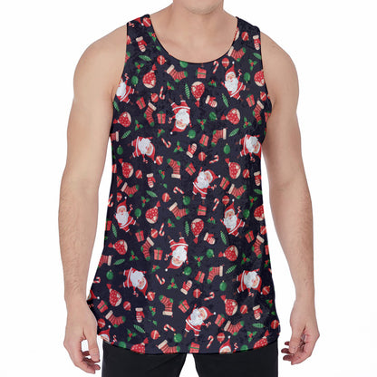 Cute Merry Christmas Pattern Print Men's Velvet Tank Top