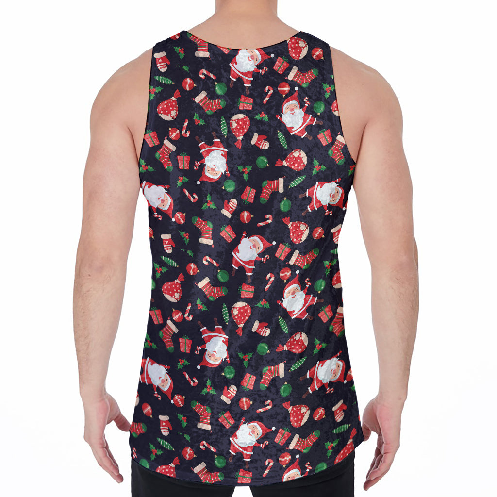 Cute Merry Christmas Pattern Print Men's Velvet Tank Top
