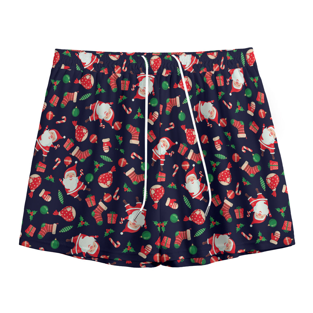 Cute Merry Christmas Pattern Print Mesh Shorts