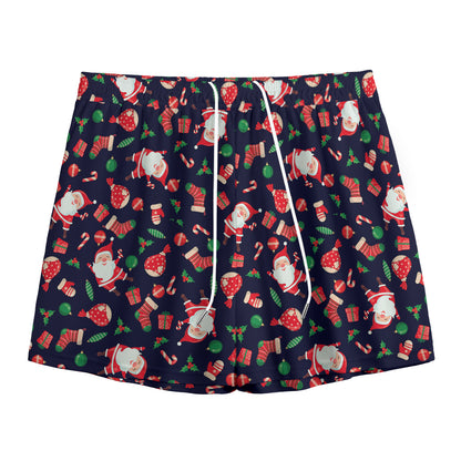 Cute Merry Christmas Pattern Print Mesh Shorts