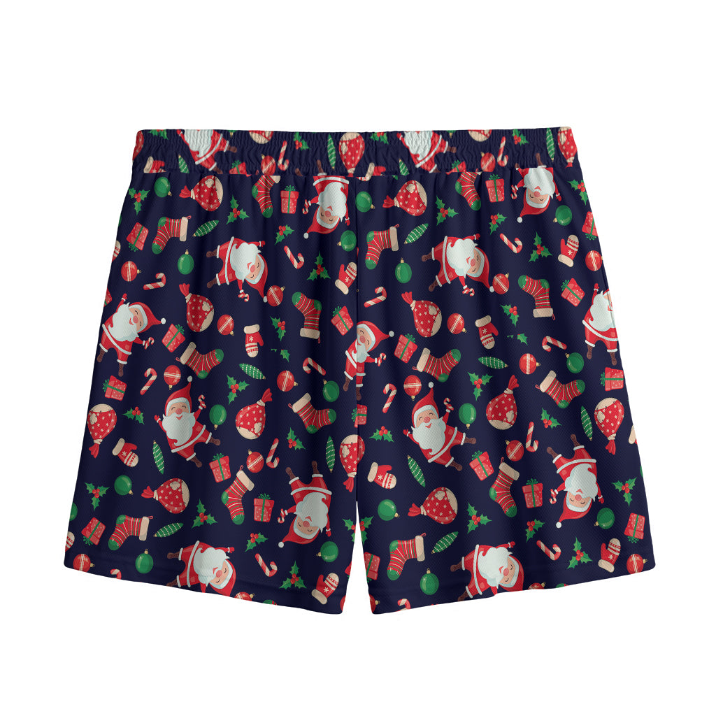 Cute Merry Christmas Pattern Print Mesh Shorts