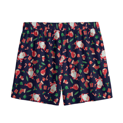 Cute Merry Christmas Pattern Print Mesh Shorts