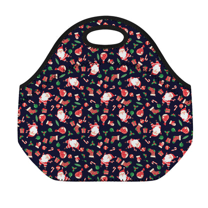 Cute Merry Christmas Pattern Print Neoprene Lunch Bag