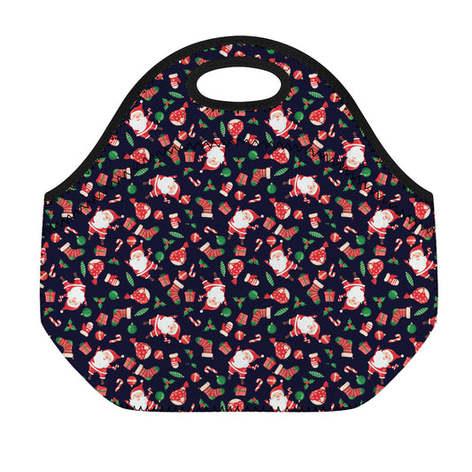 Cute Merry Christmas Pattern Print Neoprene Lunch Bag