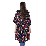 Cute Merry Christmas Pattern Print Open Front Beach Cover Up