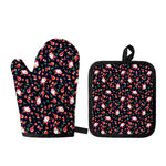 Cute Merry Christmas Pattern Print Oven Mitt And Pot Holder Set