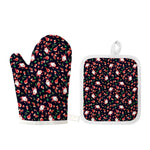 Cute Merry Christmas Pattern Print Oven Mitt And Pot Holder Set