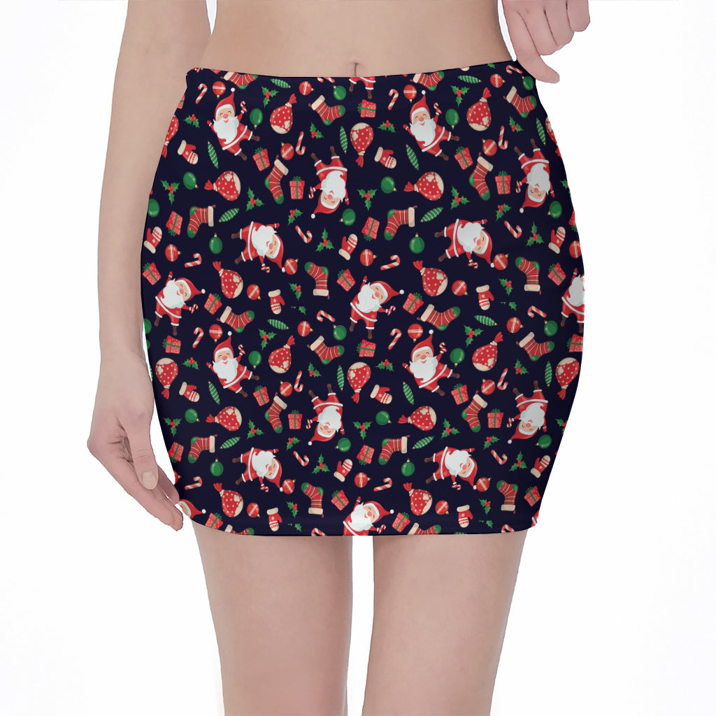 Cute Merry Christmas Pattern Print Pencil Mini Skirt