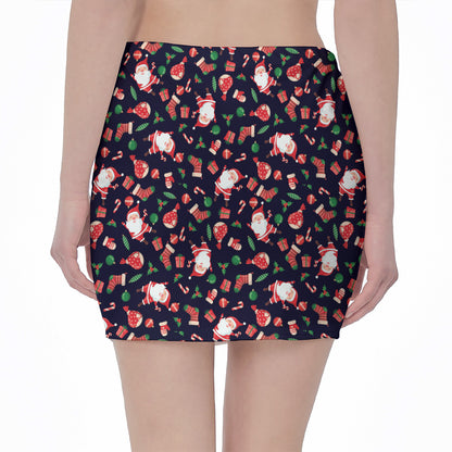 Cute Merry Christmas Pattern Print Pencil Mini Skirt