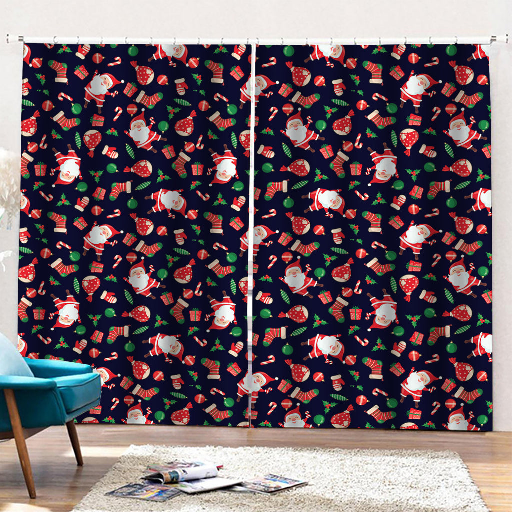 Cute Merry Christmas Pattern Print Pencil Pleat Curtains