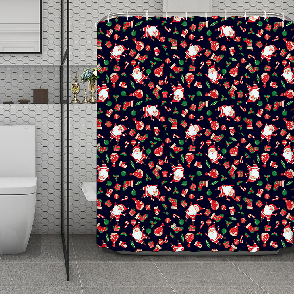 Cute Merry Christmas Pattern Print Polyester Shower Curtain