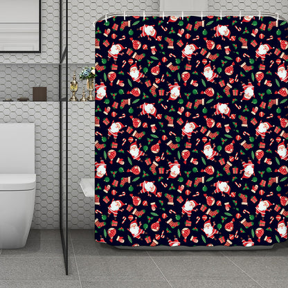 Cute Merry Christmas Pattern Print Polyester Shower Curtain