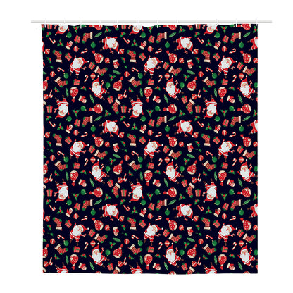 Cute Merry Christmas Pattern Print Polyester Shower Curtain