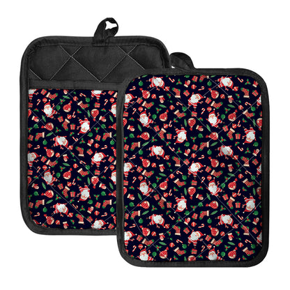Cute Merry Christmas Pattern Print Pot Holders With Pocket