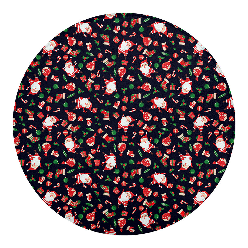 Cute Merry Christmas Pattern Print Round Blanket